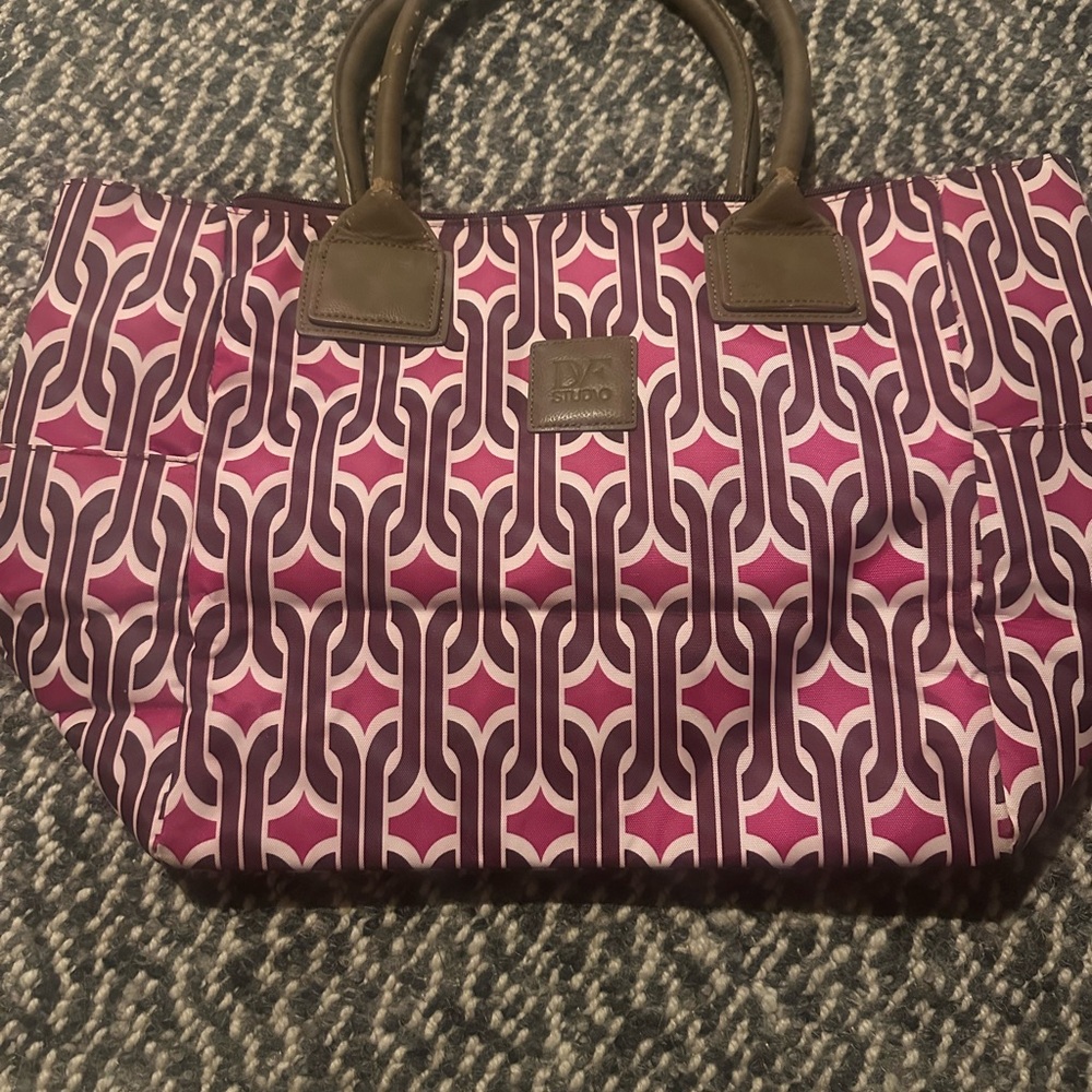 Diane Von Furstenberg Pink and Brown Geometric Travel Bag